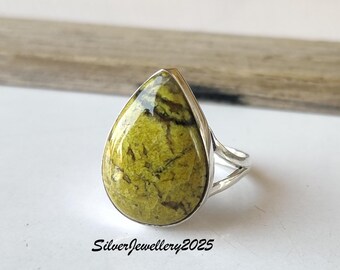 Handgemachter Grüner Opal Ring, 925 Sterling Silber, Edelstein Schmuck