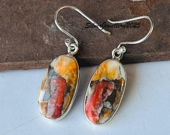 Orecchini in rame turchese a forma di ostrica, argento sterling 925, orecchini boho, orecchini pendenti, regalo per damigella d'onore, orecchini con pietra multicolore, spedizione gratuita
