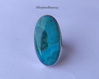 Handmade Kingman Turquoise Ring: Sterling Silver Boho Jewelry