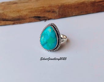 Handmade Kingman Turquoise Ring: Sterling Silver Band, Wedding Jewelry