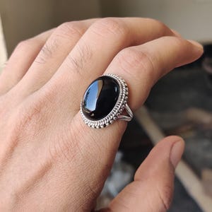 Black Onyx Gemstone Ring, 925 Sterling Silver, Handmade Ring, Solid Silver Ring, Designer Ring, Women&#39;s Jewelry, Gift For Her