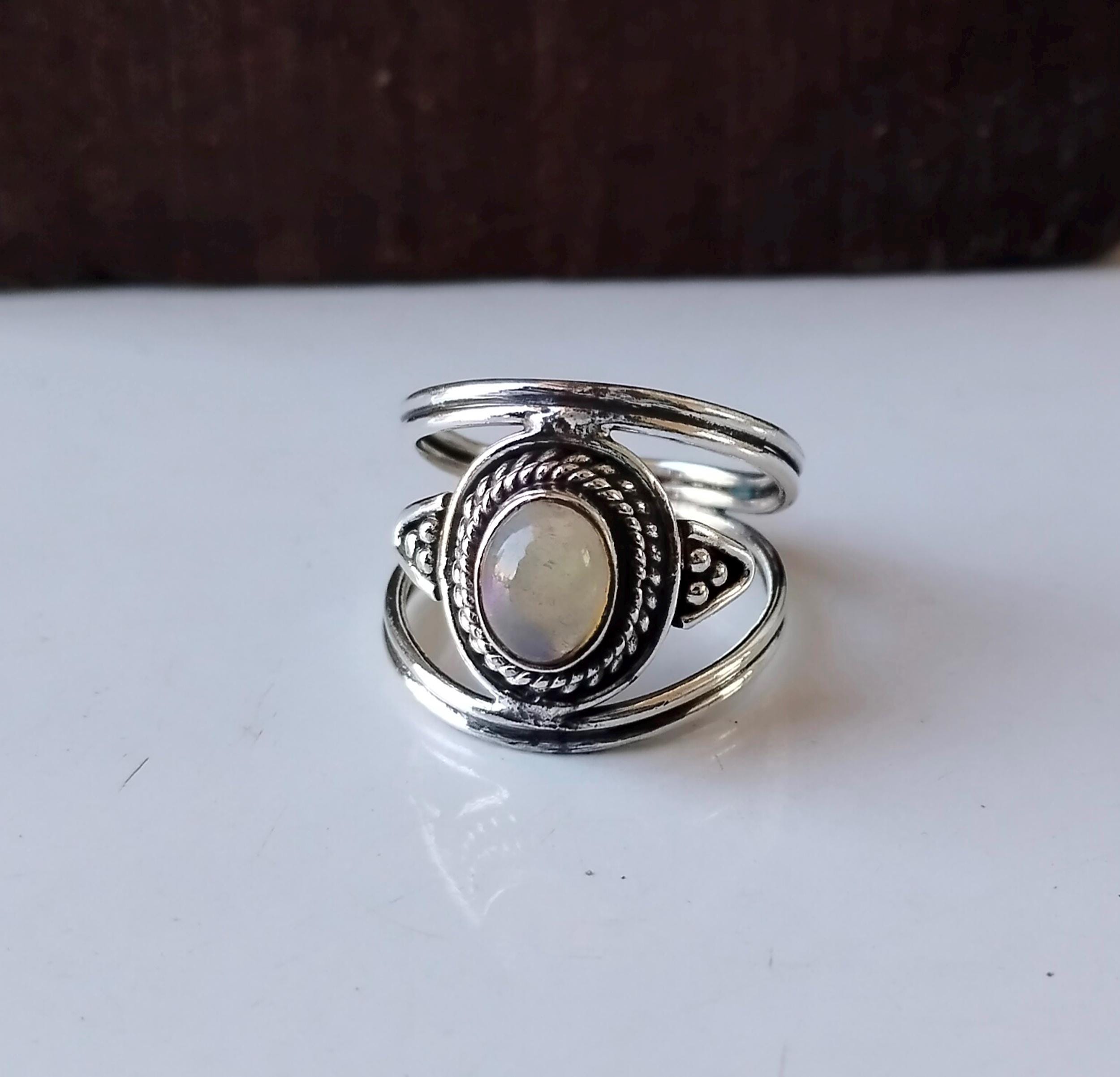 Anello Vintage In Argento Sterling Con Puntini Di Opale Blu Misura 8 - Italia - Foto 4