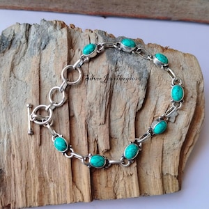Turquoise Gemstone  Bracelet , 925 Sterling silver,  Handmade Bracelet, Beautiful Bracelet, Women Bracelet,, Gift For Him