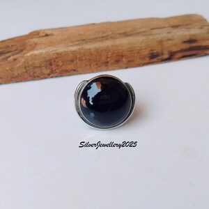 Natural Black Onyx Ring-Handmade Silver Ring-925 Sterling Silver Ring-Black Onyx Designer Ring-Gift for her-December Birthstone-Promise Ring