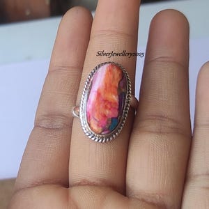 Handmade Kingman Pink Copper Turquoise Ring: Sterling Silver