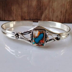 Oyster Copper Turquoise Bangle , 925 Sterling Silver Bangle , Handmade Bangle , Gift for Women ,Natural Gemstone Bangle ,Gift her, Gift Item