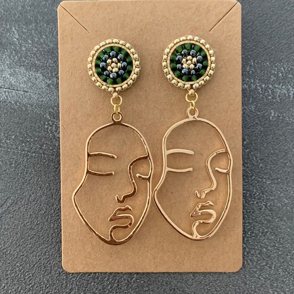 GABI | Boho Earrings | gold, green, anthracite