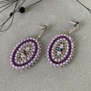 PURPLE | Earrings | oval | Swarovski | pastel purple, white, silver