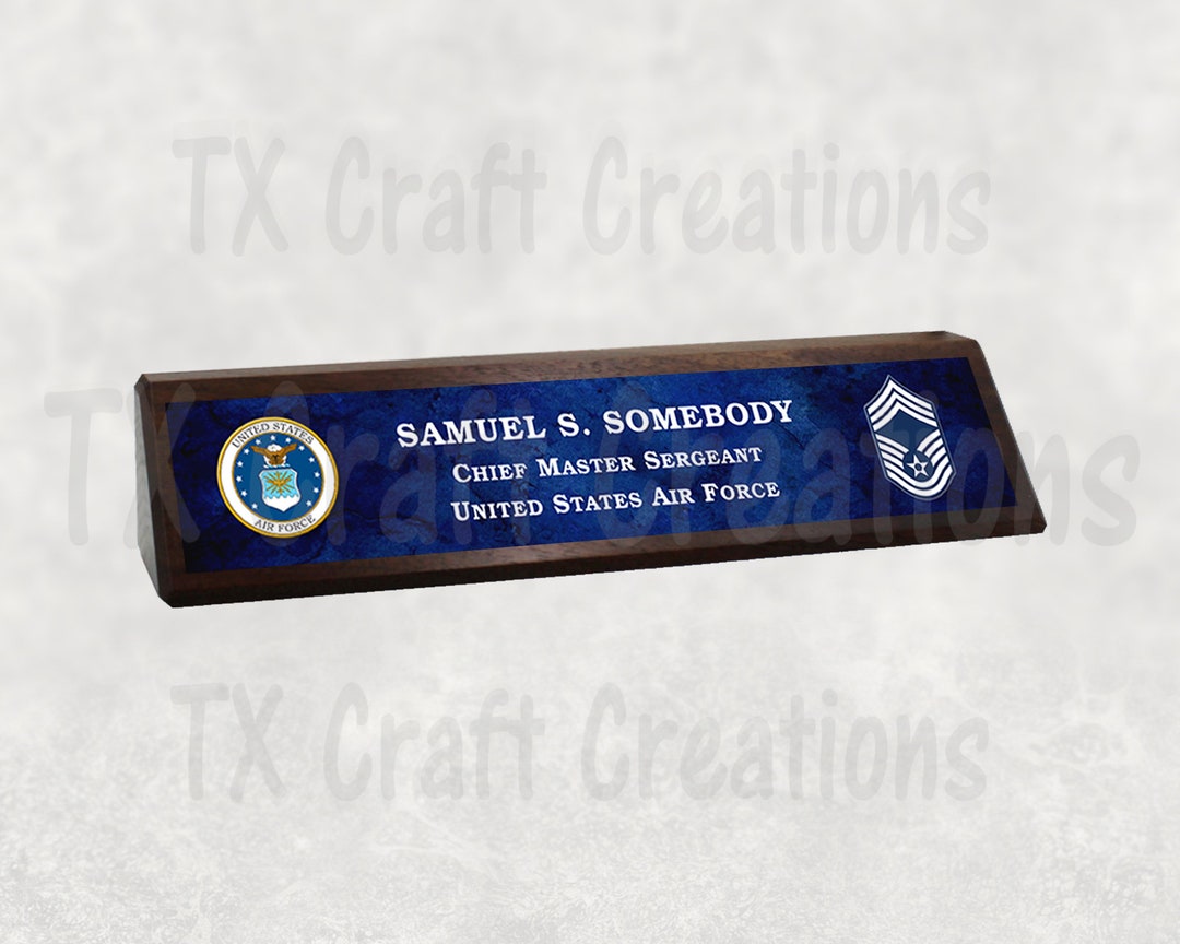 DESK NAME PLATE Air Force Custom Executive Military Walnut Wedge All