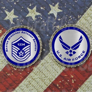 Air Force Collectible Coin Retirement Promotion Memorial Gift Name Rank Personalized