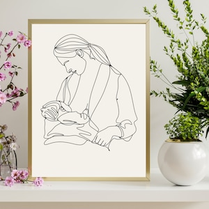 Nursing Mother, Lactation Art, Breastfeeding Mother, Breastfeeding Art Print, Motherhood poster,Nursing Wall Art