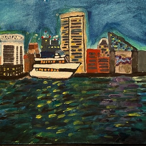 Baltimore Inner Harbor Watercolor