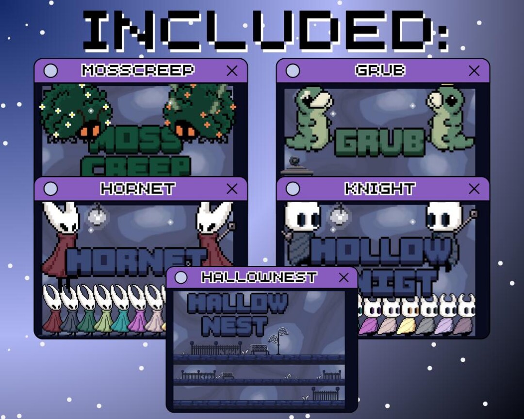MULTI PACK Hollow Knight | Silksong Stream Avatar With Colors & Gear - Etsy