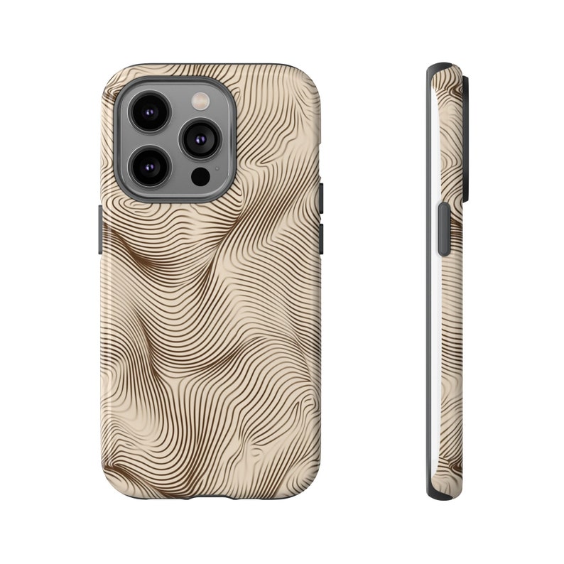 Abstract Wavy Line Art Phone Case | Modern Geometric Design for iPhone, Samsung, Pixel | Minimalist Optical Illusion Cover image 1
