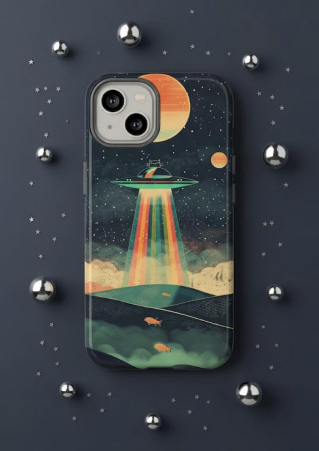 Cat UFO Space Adventure Phone Case - Cosmic Art and Alien Kitty Design ...