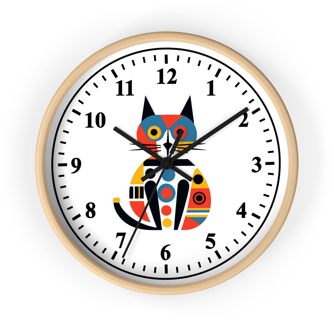 Retro Cat Clock Cat Lover Gift Funny Cat Clock Cat Clock Etsy