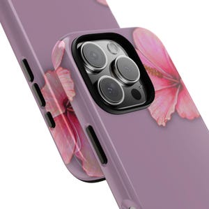 Pink Hibiscus Flower Phone Case, Tropical Floral Aesthetic Case for iPhone 16, Samsung 25, Pixel 8, Summer Beach Gift for Her