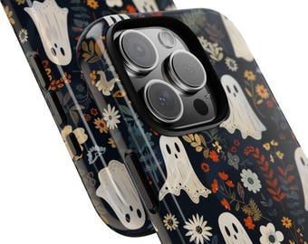 Spooky Floral Ghost Phone Case - iPhone 16, iPhone 15, Samsung S25 - Autumn Witchy Halloween Aesthetic - Cute Fall Ghost Gift