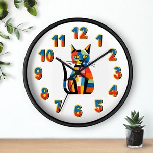 Retro Cat Clock, Cat Lover Gift, Funny Cat Clock, Cat Clock Gift, Unique Cat Lover Present, Pet Lover Wall Decor, Gift for Cat Owner