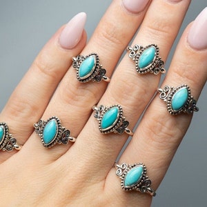 Genuine Kingman Turquoise Ring, Turquoise Silver Ring, Wanderlust Ring, Turquoise Boho Ring, Minimalist Ring