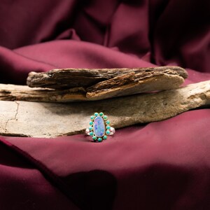 Boulder Opal Sterling Silver Ring: Kingman Turquoise Boho Statement image 7