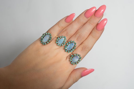 Boulder Opal Sterling Silver Ring: Kingman Turquoise Boho Statement