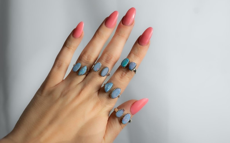 Sterlingzilveren ring Boulder Opal: Australische edelsteen, boho-statementsieraden afbeelding 1