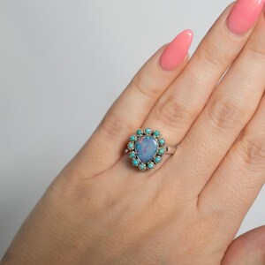 Boulder Opal Sterling Silver Ring: Kingman Turquoise Boho Statement image 5