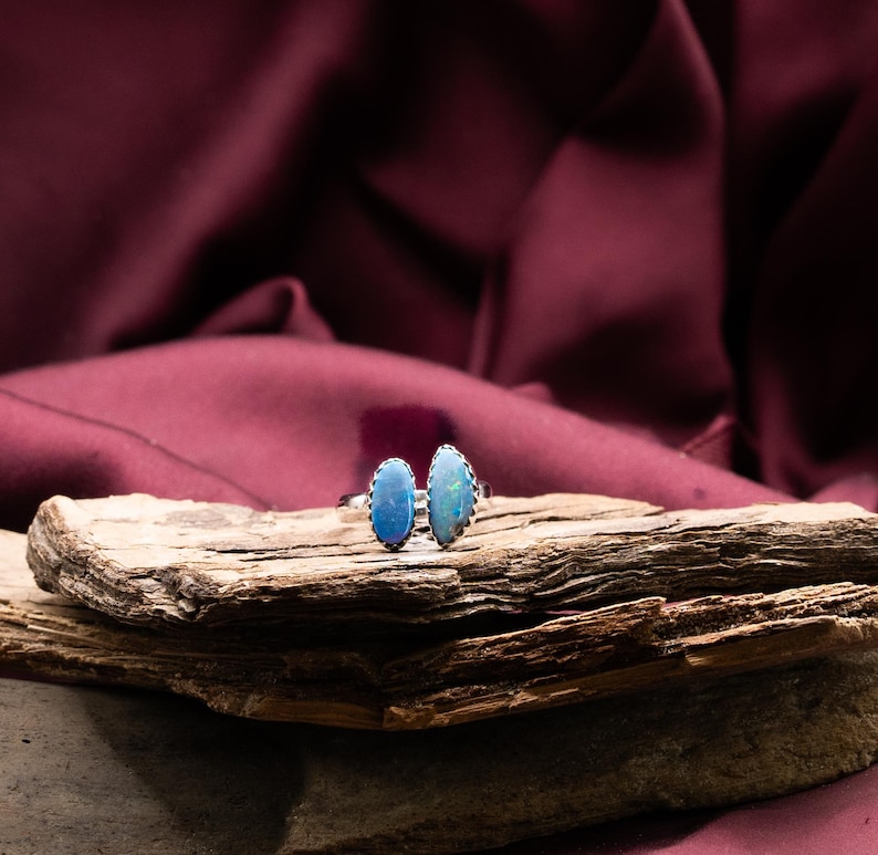 Sterlingzilveren ring Boulder Opal: Australische edelsteen, boho-statementsieraden afbeelding 2