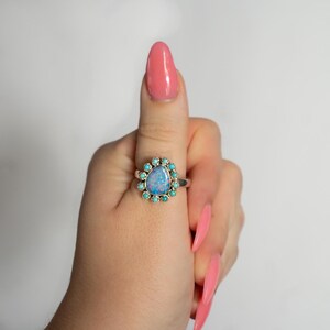 Boulder Opal Sterling Silver Ring: Kingman Turquoise Boho Statement image 2