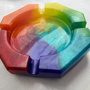 Rainbow Resin Ashtray, Resin Ashtray, Rainbow Ashtray, Epoxy Ashtray, Galaxy Ashtray, Unique Gift, Rainbow Art, Rainbows, Smokers, Ashtray