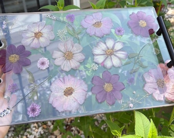 Custom Resin Tray, Flowers Tray, Custom Flower Tray, Jewelry Tray, Resin Tray, 14”x9” Tray, Resin Art, Unique Gift, Dried Flowers, Her Gift