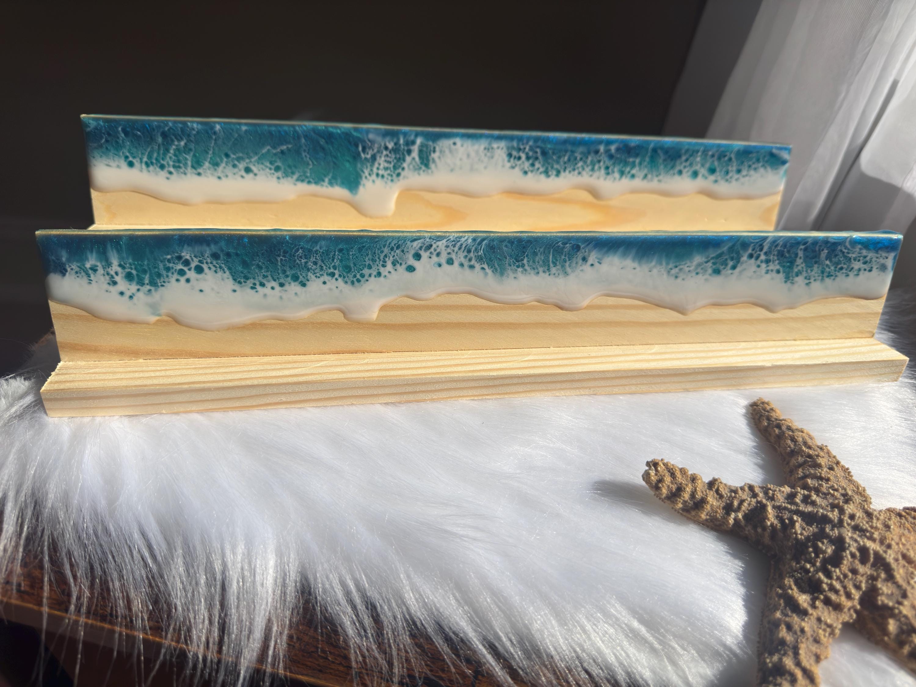 Mellow Racks Beach Resin Ocean Waves Wooden Racks, Beach Lover Gift, Ocean Waves Wooden ...