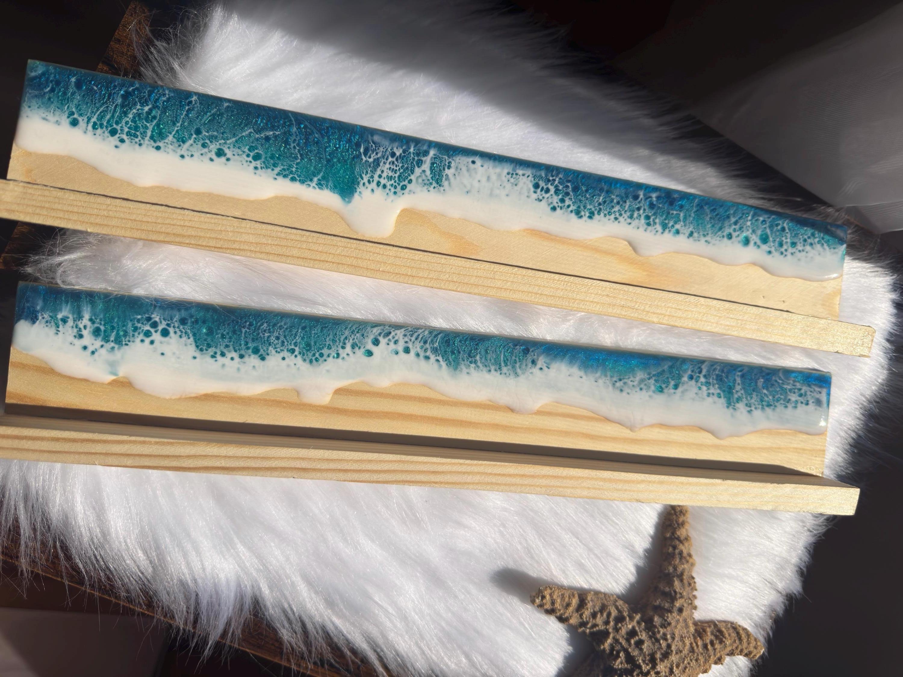 Mellow Racks Beach Resin Ocean Waves Wooden Racks, Beach Lover Gift, Ocean Waves Wooden ...