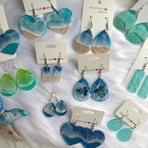 Ocean Earrings, Beach Earrings, Resin Earrings, Epoxy Resin, coastal, Resin Art, Unique Gift, Beach Lover, Jewelry, Earrings, ocean gifts