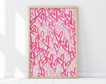 preppy pink wall art, pink preppy aesthetic, pink maximalist print, preppy teen bedroom decor, pink preppy dorm decor, y2k teen room decor