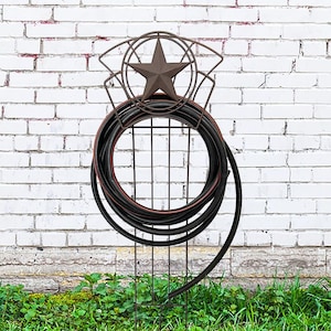 Garden Hose Holder with star design | Freestanding | brown powder coated | 47 inches