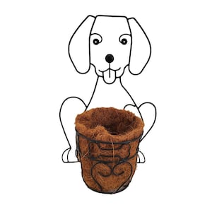 Dog Planter: Steel Whimsical Garden Decoration with Coco Liner