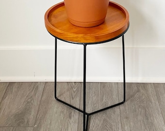 Modern Wood top Plant Stand for Indoor plants and decor 19 inch tall