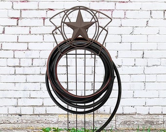 Garden Hose Holder with star design | Freestanding | brown powder coated | 47 inches