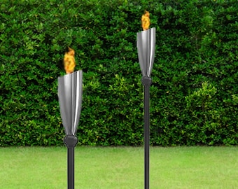 Decorative Garden Torch, 60-72 inch Extendable Stainless Steel tiki pathway lighting for lawn/ backyard/ garden