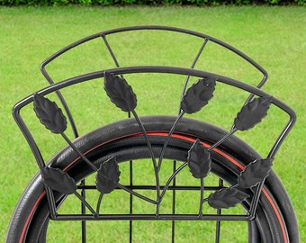 Garden Hose Holder with leaf design | Freestanding | Black powder coated | 44 inches