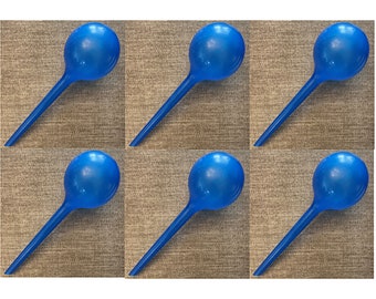 6 Pcs Plastic Watering Globes Blue Color, Large refillable Plant Water Bulbs for Indoor Outdoor Potted Plants, 6-Pack self-Watering Stakes