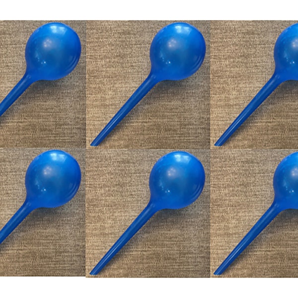 6 Pcs Plastic Watering Globes Blue Color, Large refillable Plant Water Bulbs for Indoor Outdoor Potted Plants, 6-Pack self-Watering Stakes