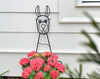 Whimsical Llama Steel Planter with Coco Liner: Indoor/Outdoor Garden Decor