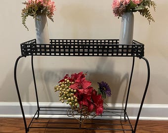Two-Tier Steel Plant Stand: Indoor/Outdoor Garden Decor