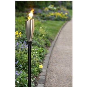 Set of two Stainless Steel Garden Torches: Extendable Tiki Lighting