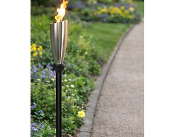 Set of two Stainless Steel Garden Torches: Extendable Tiki Lighting