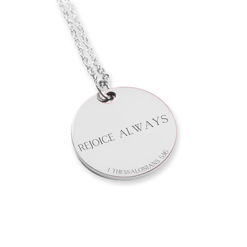 1 Thessalonians 516 Faith Necklace, Rejoice Always, Bible Verse