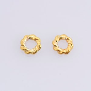 24K Gold Vermeil 40 Pcs Rope Design Jump Rings, 925 Silver Closed Rope Jump Rings, Closed Rope Rings Seperator in 24K Gold, Findings, VM70